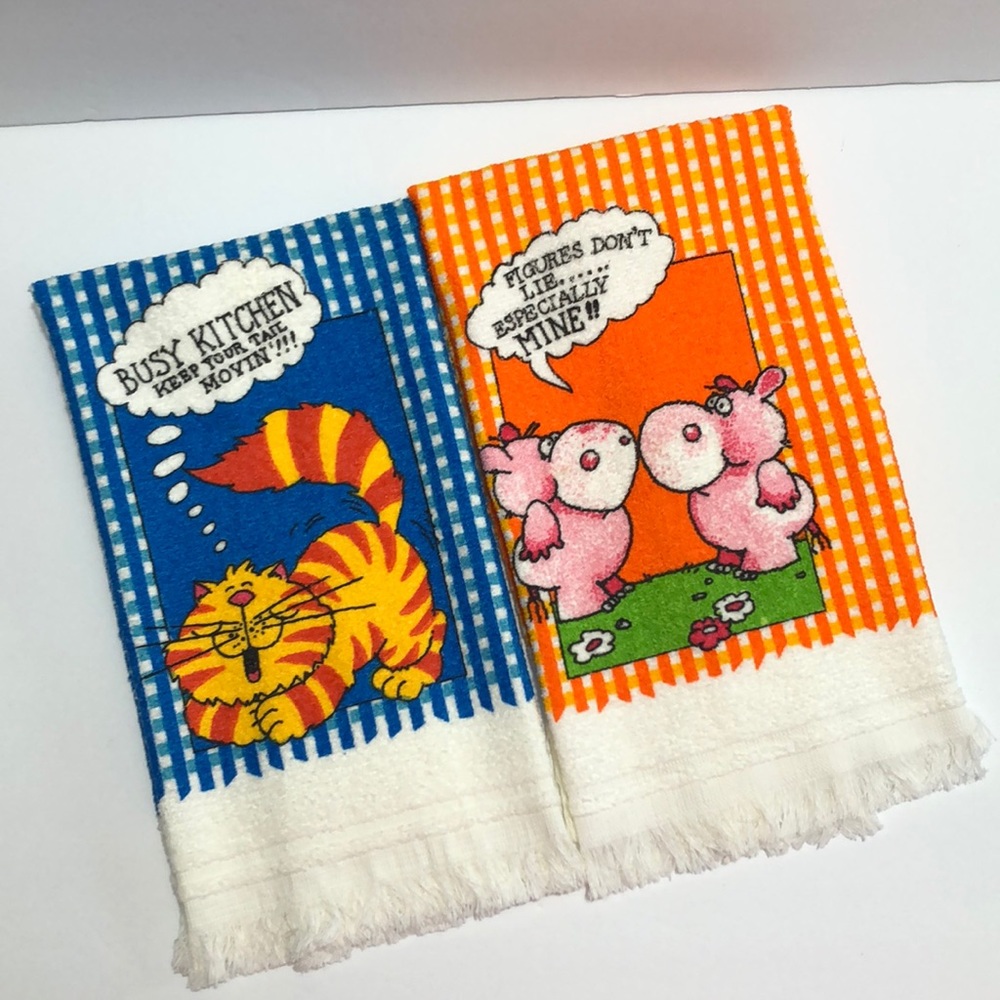 Set Of Vintage Gibson Greeting Cards Retro Funny Kitchen Towels